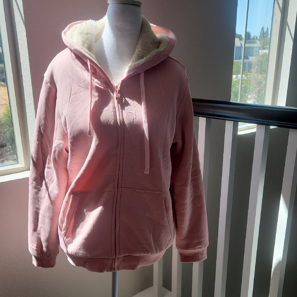 Pink Hooded Zip-Up Jacket